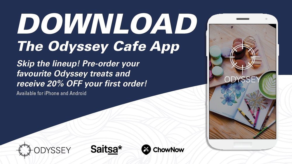 ChowNow app promo: download the Odyssey Cafe App for 20% off a first pre-order