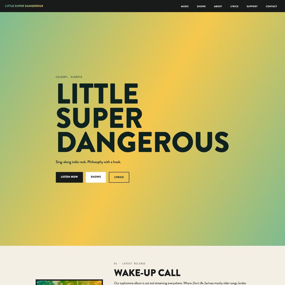 Little Super Dangerous homepage in a browser frame