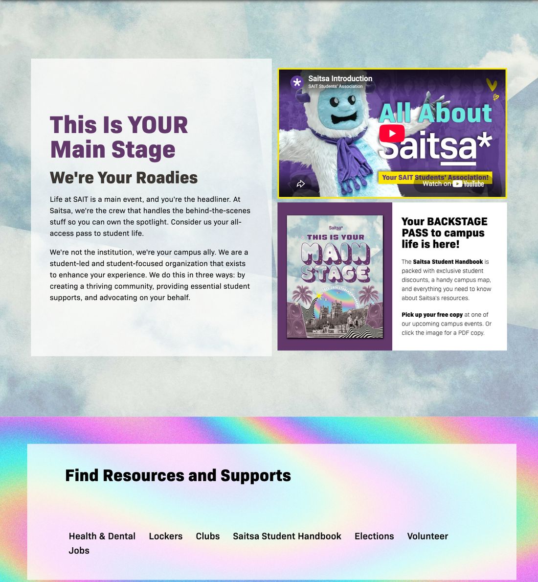 Saitsa homepage in a browser frame